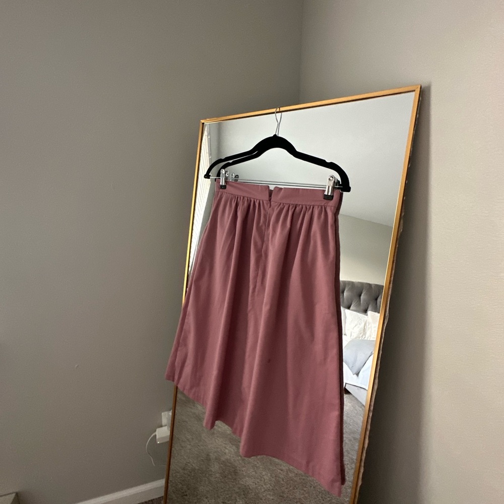 Dusty Rose Cotton Poplin Midi Skirt - Picture 4 of 6